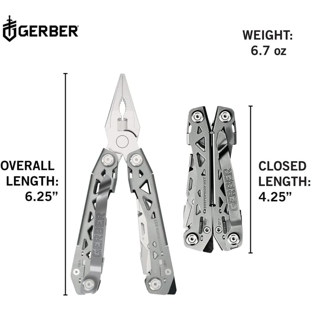 Gerber Gear 30-001364N Suspension-NXT, 15-in-1 Multitool Knife, Needle Nose Pliers Pocket Knife with Pocket Clip, EDC Gear, Steel