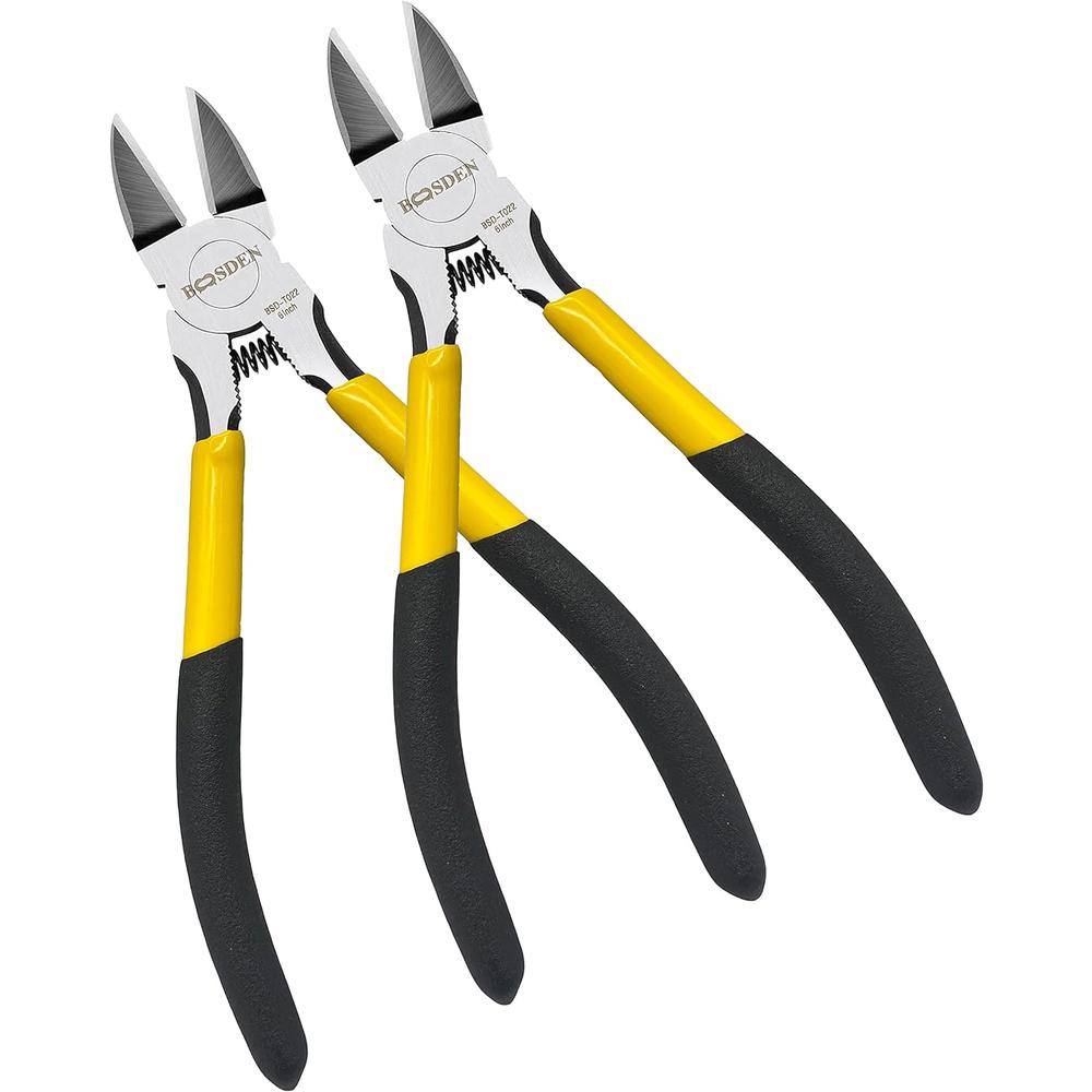 BOOSDEN Wire Cutters 2 Pack,6 inch Side Cutters, Flush Cutters, Ultra Sharp Precision Spring Loaded Cutting Pliers, Small Wire Cutters,