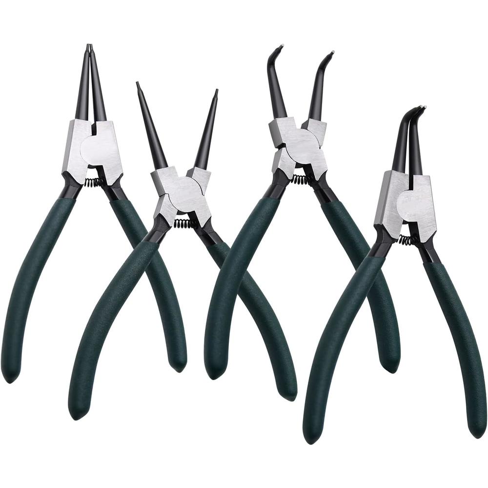 Lovefish Snap Ring Pliers Set, 4pcs 7" Internal/External Circlip Pliers Kit with Straight/Bent Jaw, Heavy Duty Precision Spring Loa