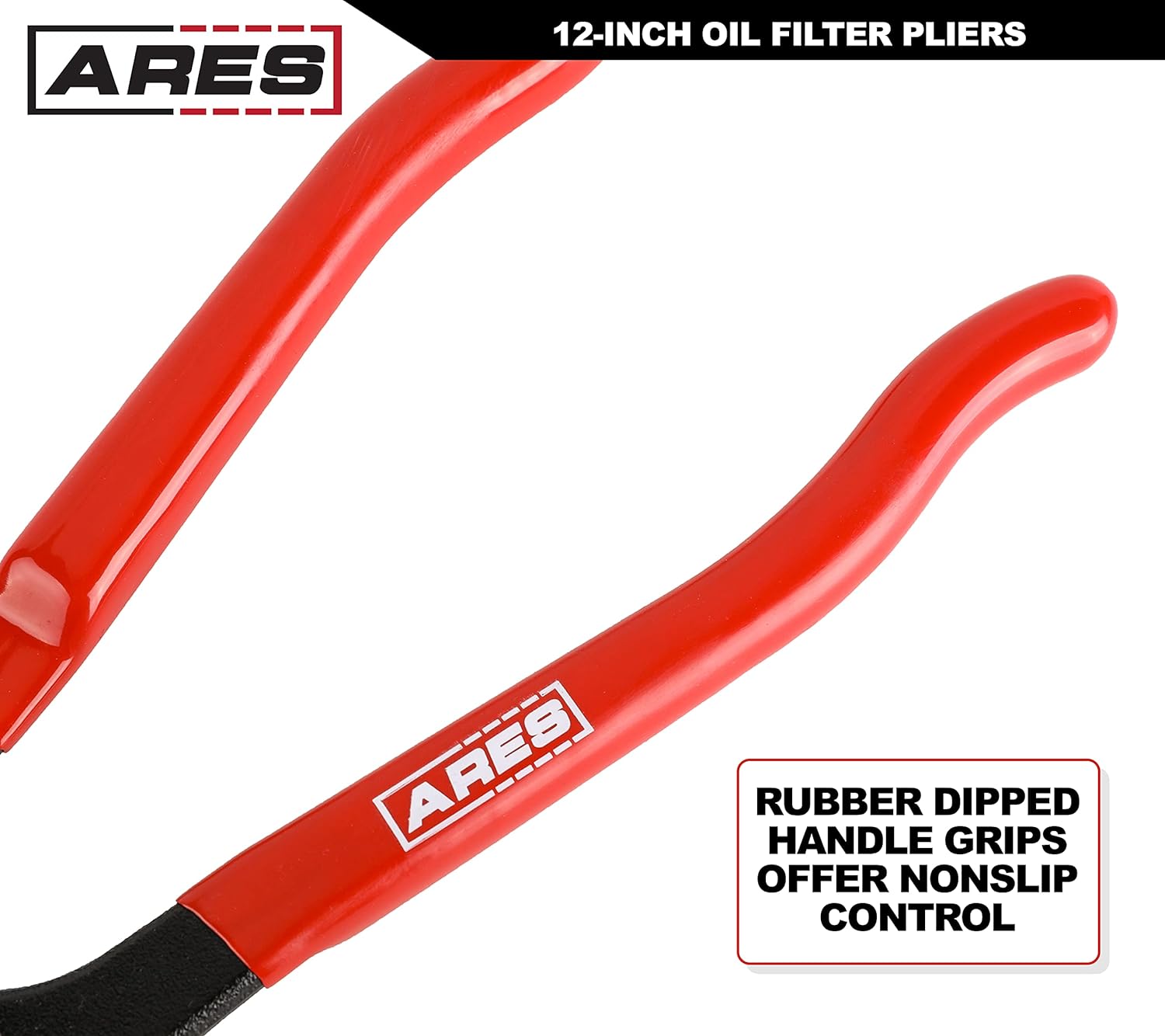 ARES 56032 - 12-Inch Oil Filter Pliers - 2 1/2-Inch to 4 1/2-Inch Jaw Opening - Adjustable Oil Filter Wrench Features Long Handles w