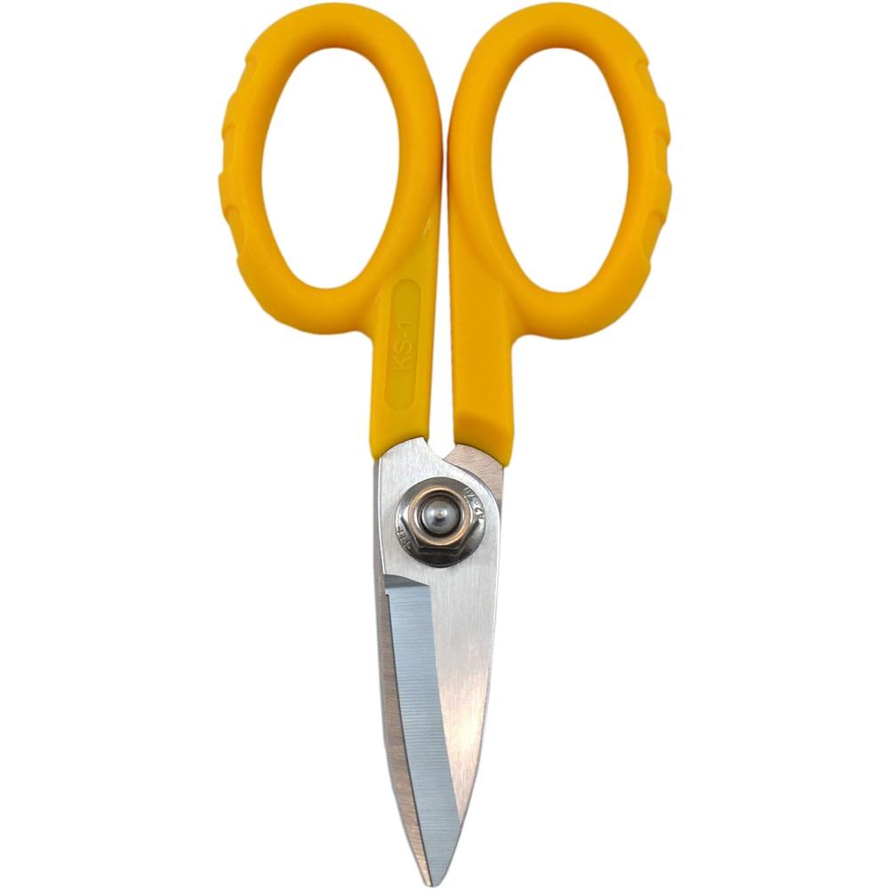 Miller KS-1 Yellow Fiber Optic Kevlar Scissors, Easily Portable Utility Scissors for Working Technicians, Electricians, and Installers