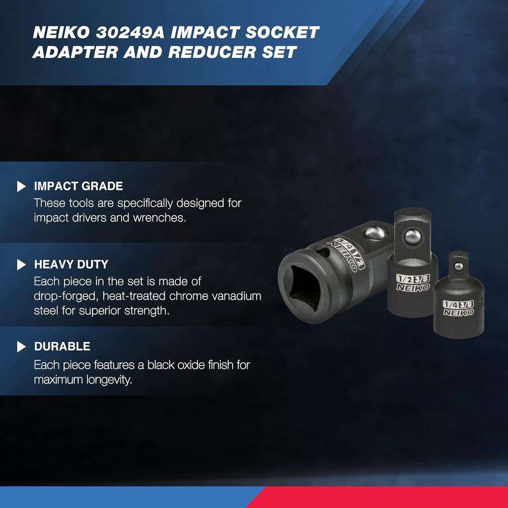 NEIKO 30249A 5 Piece Impact Socket Adapter Set, Standard SAE Socket Impact Adapter