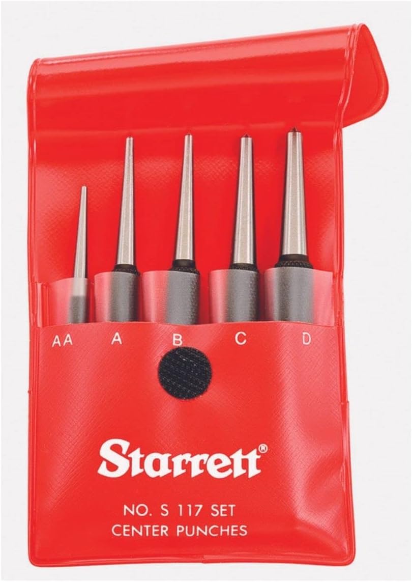 STAKF Starrett Steel Center Punch with Round Shank and Knurled Finger Grip - Hardened and Tempered Steel, 0&#226;&#128;&#