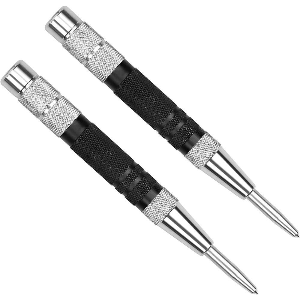Shuixiong 2Packs 5-Inch Automatic Center Punch, Spring Loaded Center Punch Adjustable Tension Punch Tool for Metal Wood Glass Plastic (Bl