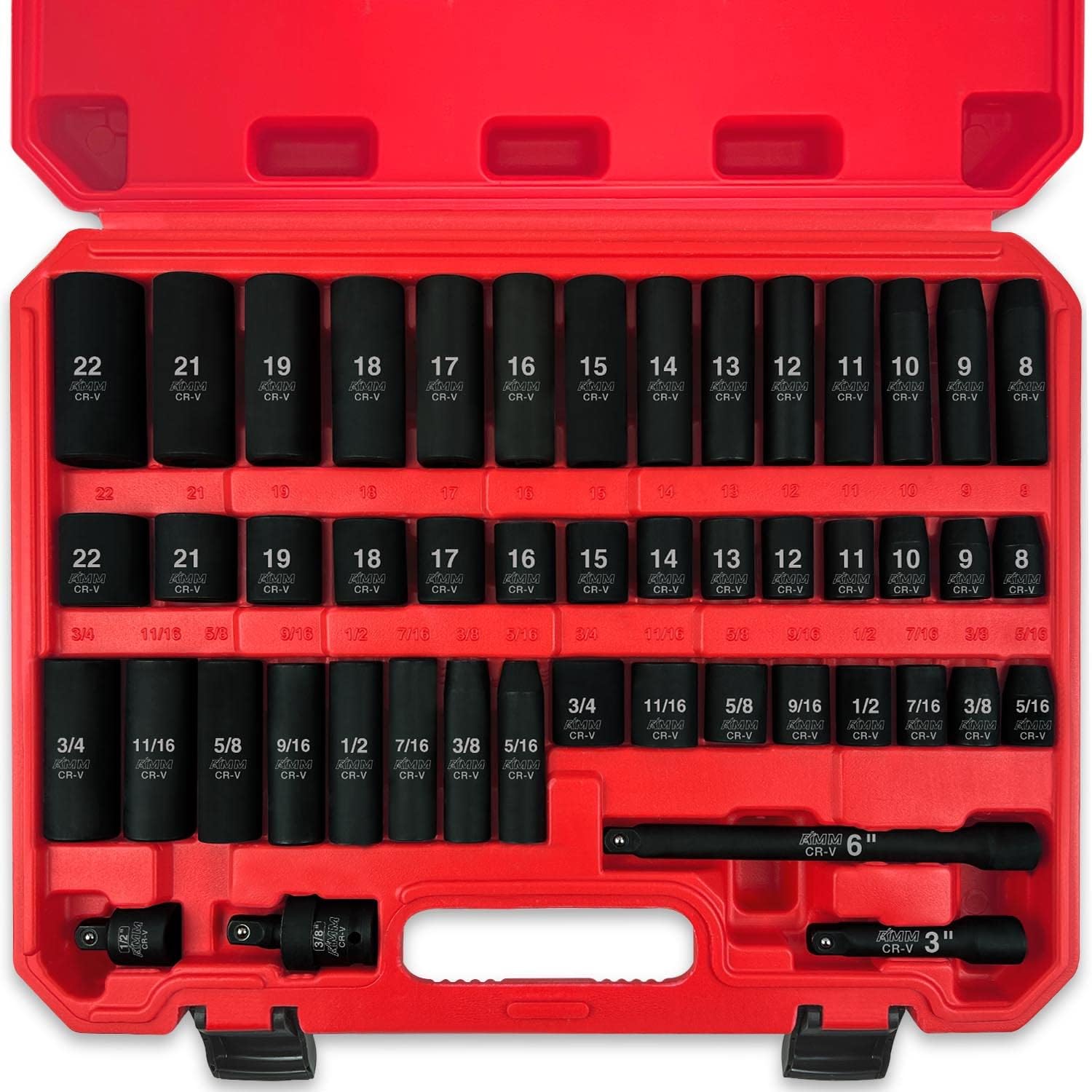 AMM Tools AMM 3/8" Drive Impact Socket Set&#239;&#188;&#140;48-Piece Standard SAE and Metric Sizes&#239;&#188;