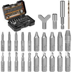 Thinkwork Damaged Screw Extractor Set, HSS 6542 (68 HRC), 24-Piece Easy Out Bolt Extractor Set, Stripped Screw Remover for Removing Damag