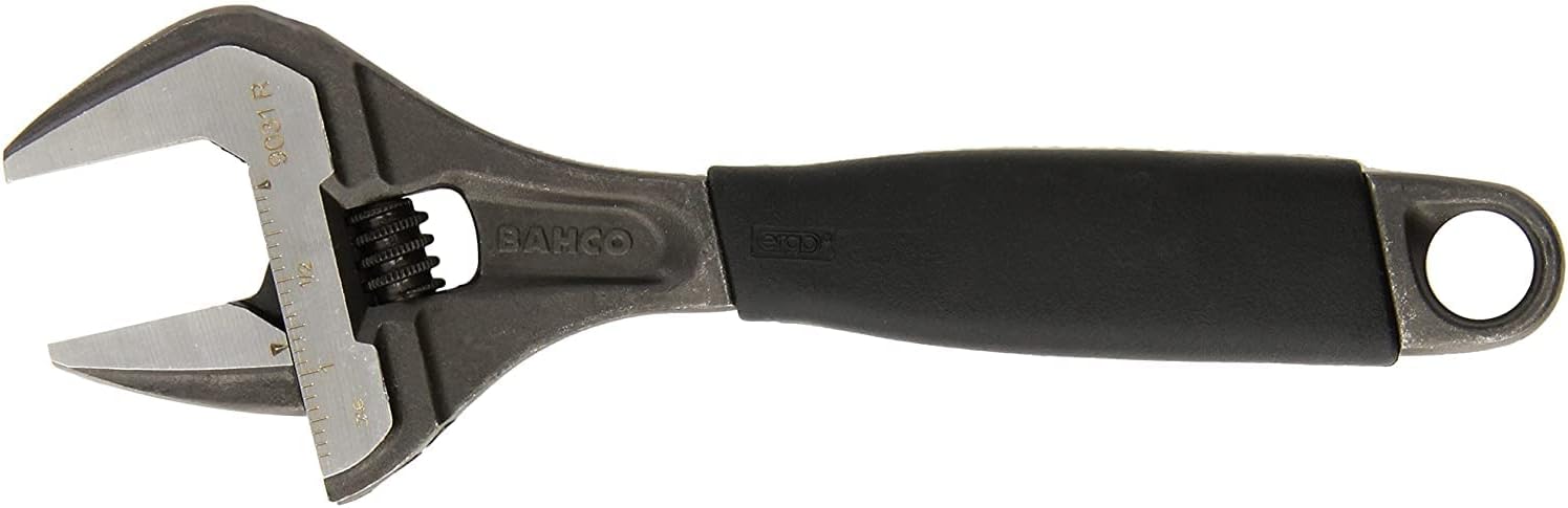 Bahco Tools BAH9031RUS Ergo Big-Mouth Adjustable Wrench with Rubber Handle - 8 Inch - Black Phosphate Finish