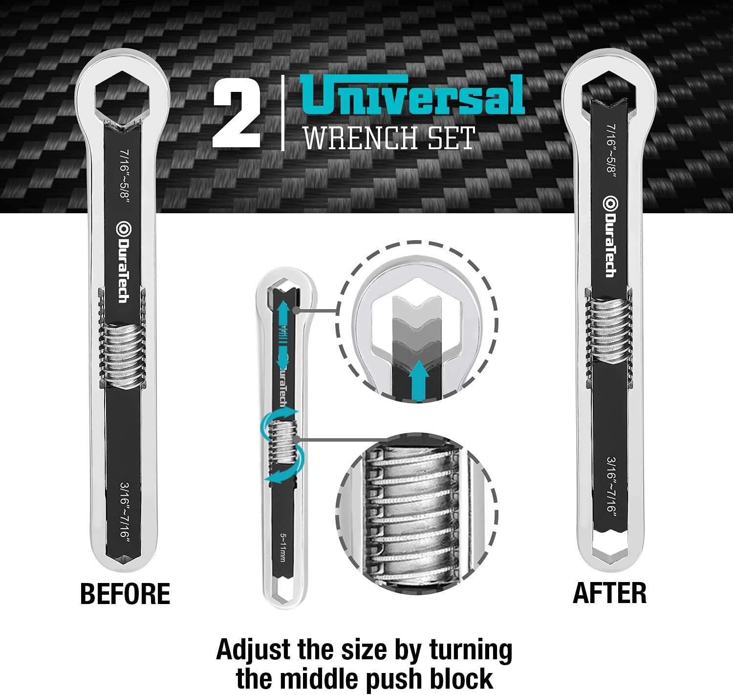 IRONDUKE TOOLS DURATECH Universal Wrench Set, Adjustable Wrench Set, SAE