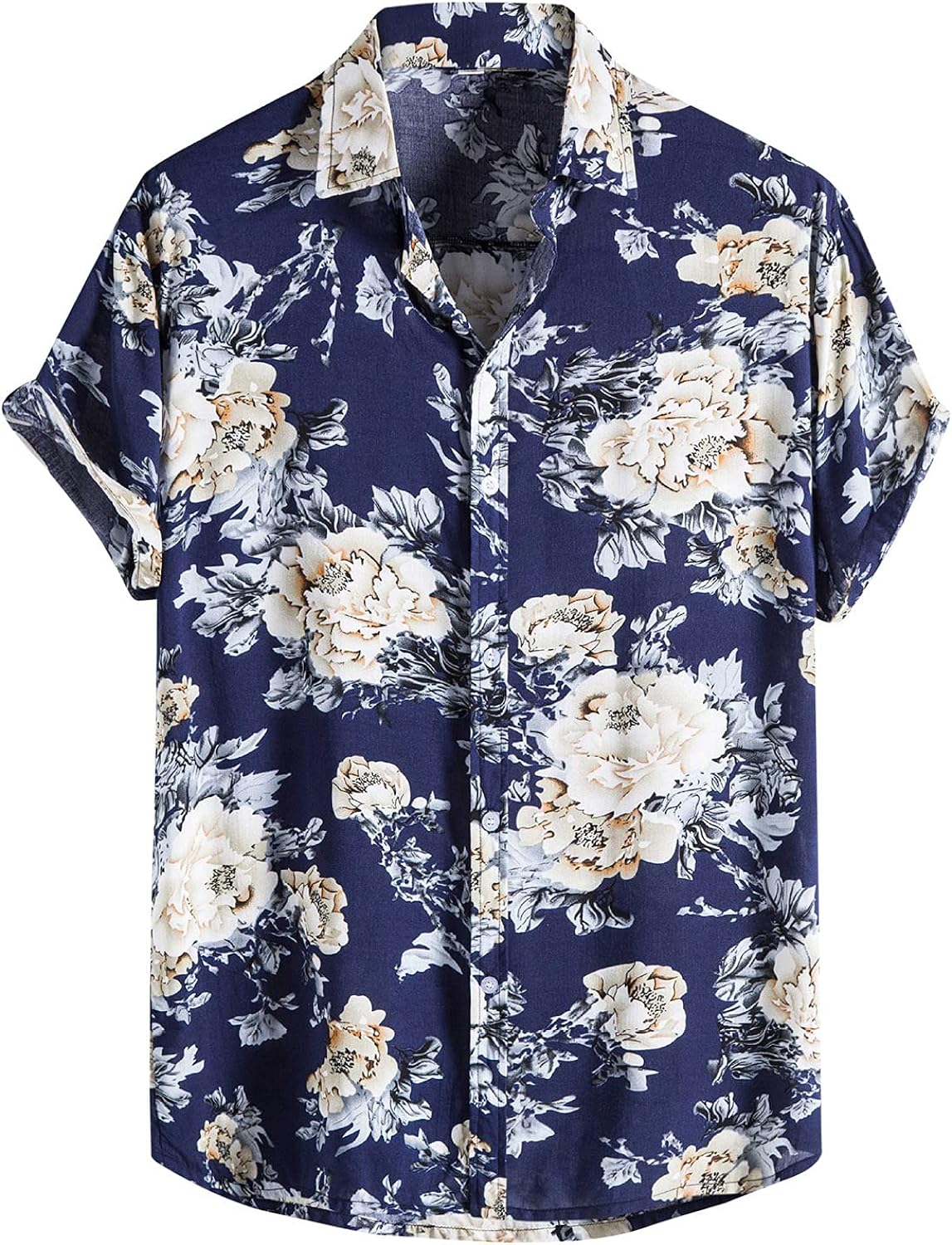 Generic Aunimeifly Mens Hawaiian Aloha Beach Shirt - Hawaiian Shirts for Men Print Button Down Shirt Short Sleeve Aloha Beach Shirt