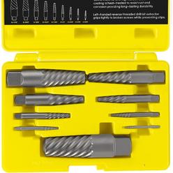 topec 9Pcs Jumbo Spiral Flute Extractor -Easy Out Bolt Screw Extractor Set Square Shank Reverse Bit Set for Removing Broken Screws, B