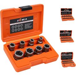 XEWEA Bolt Nut Extractor Set, Easy Out Broken Lug Nut Extraction/Remover Socket Set for Damaged, Frozen,Studs,Rusted, Rounded-Off Bol