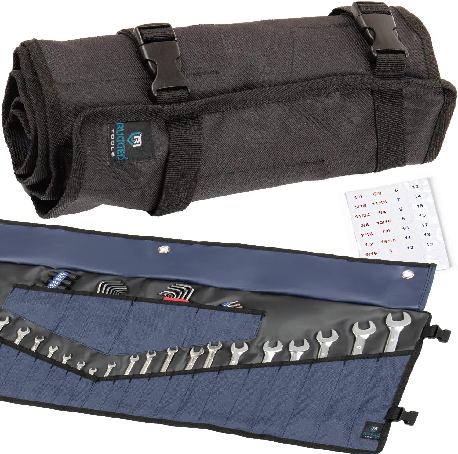 Rugged Tools Wrench Roll Up Pouch - Wrench Organizer