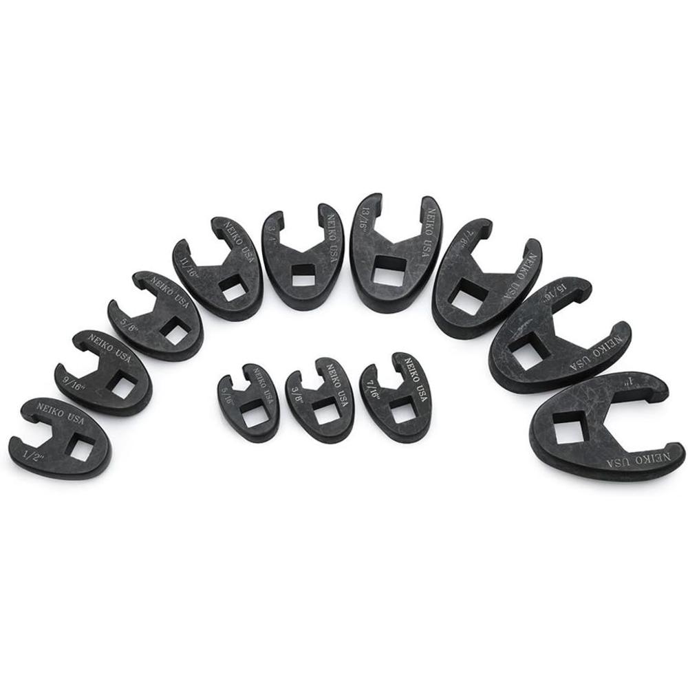 NEIKO 03323A Crowfoot Wrench Set 1/2" and 3/8&#226;&#128;&#157; Drive, 12 Piece, SAE Crows Foot Wrench Sizes 5