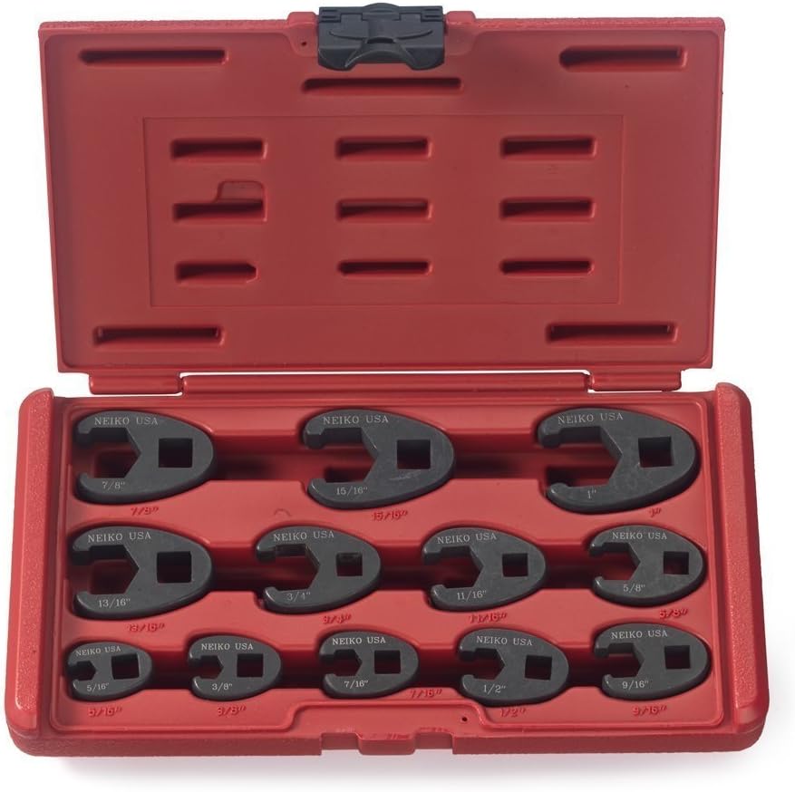 NEIKO 03323A Crowfoot Wrench Set 1/2" and 3/8&#226;&#128;&#157; Drive, 12 Piece, SAE Crows Foot Wrench Sizes 5
