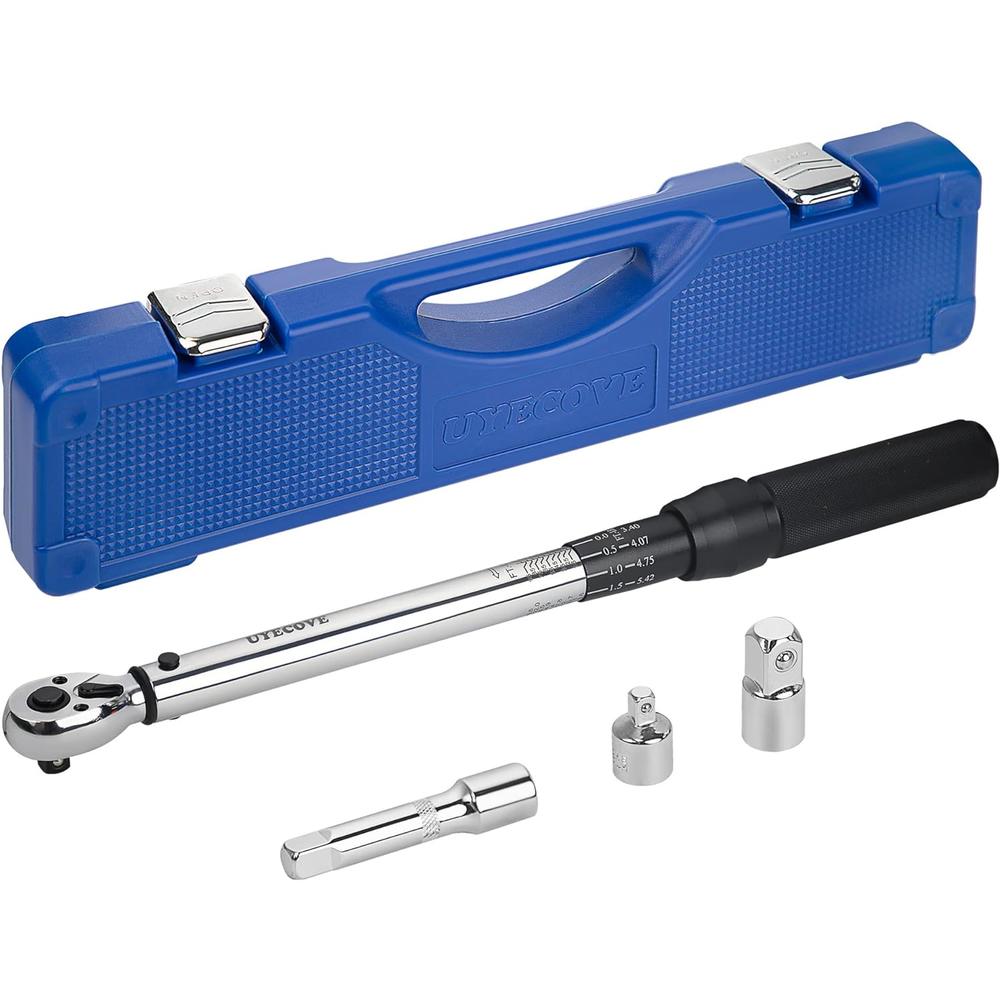 UYECOVE 3/8-Inch Drive Click Torque Wrench 4 Pcs Set, 10~100FT/13.6-135.6N.m, with 3/8'' extention bar, 3/8'' to 1/2'' adaptor and 3/8'