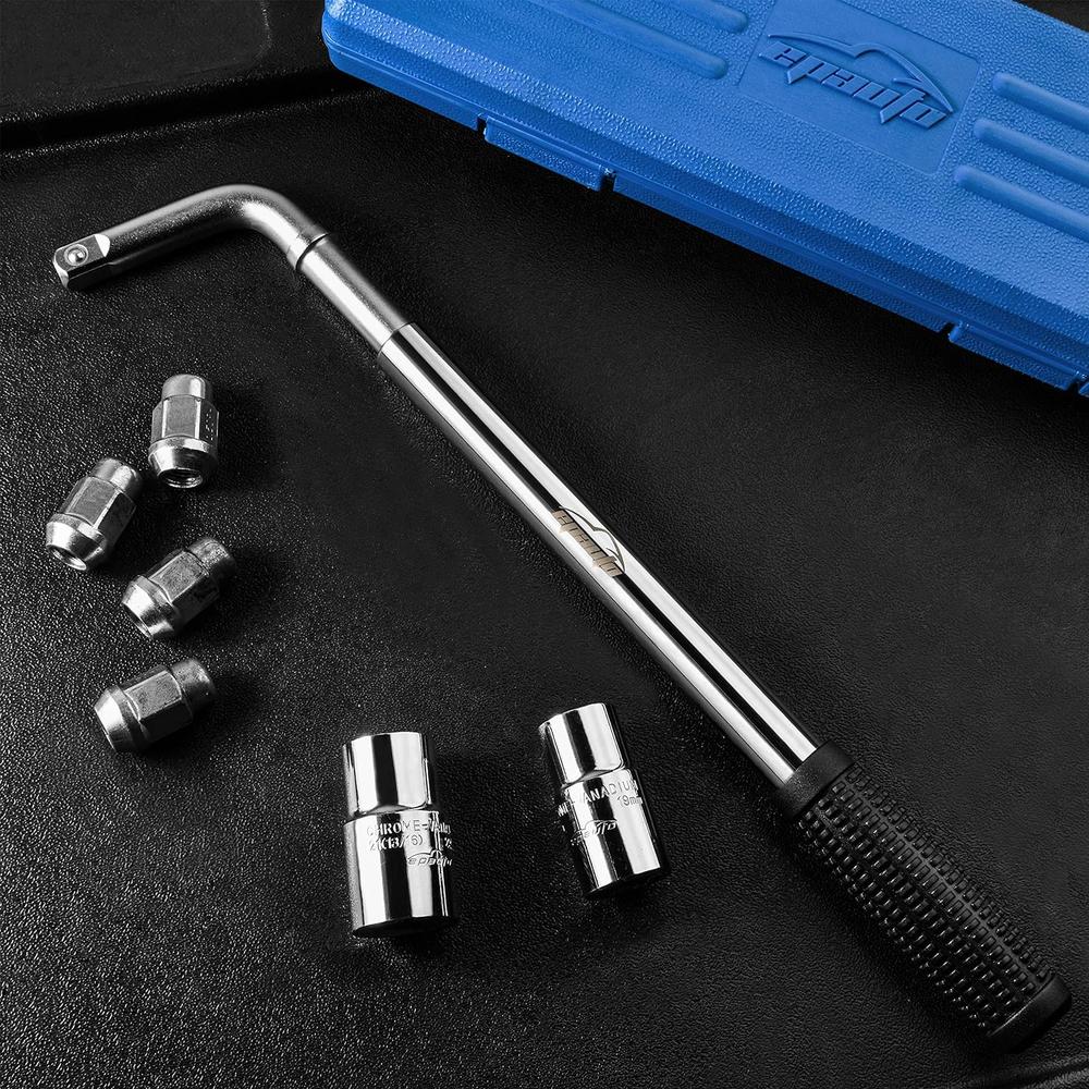 EPAuto Telescoping Lug Wrench, Wheel Wrench with CR-V Sockets (17/19, 21/22mm)