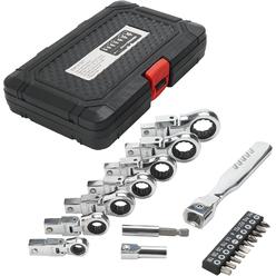 LRVEZSY 20-Piece flex head ratchet wrenches set, tool gear metric tubing large torx angle tool set with case swivel flat wrench sets sc