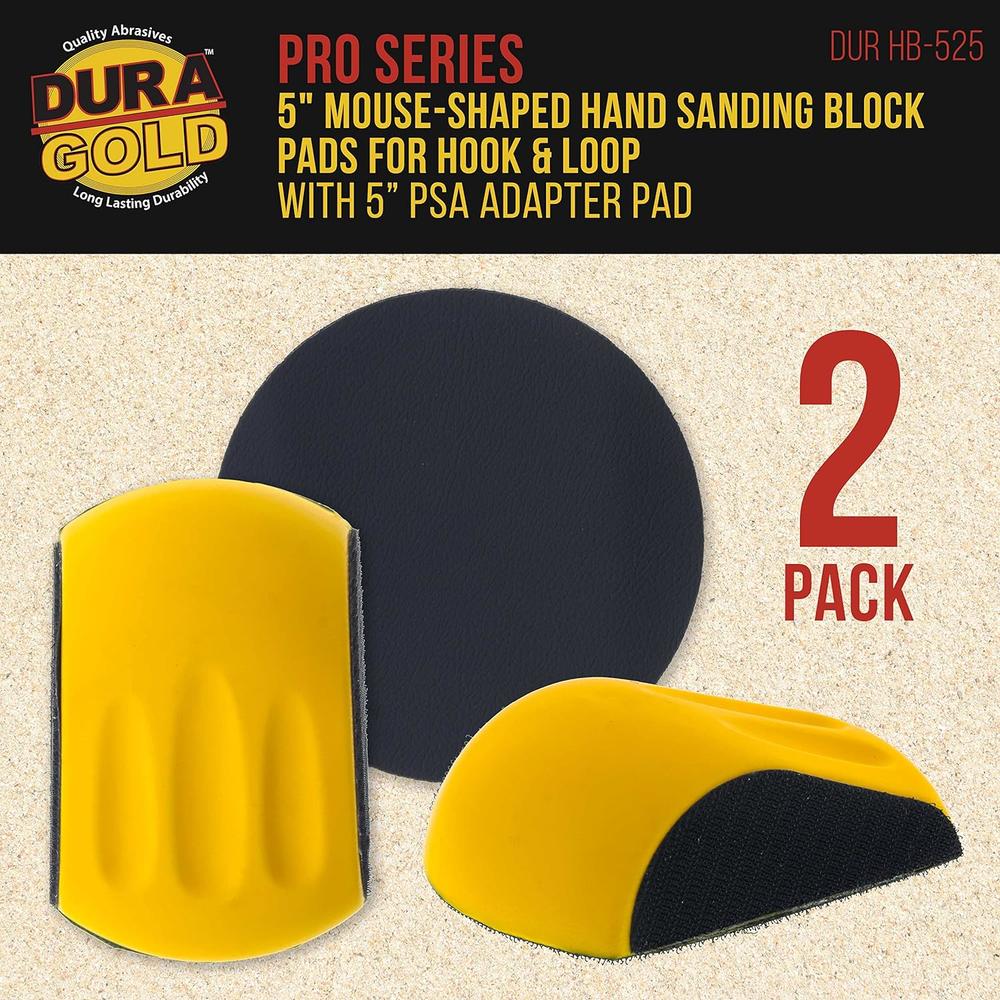 Dura-Gold Pro Series 5" Mouse-Shaped Hand Sanding Block Pad for Hook