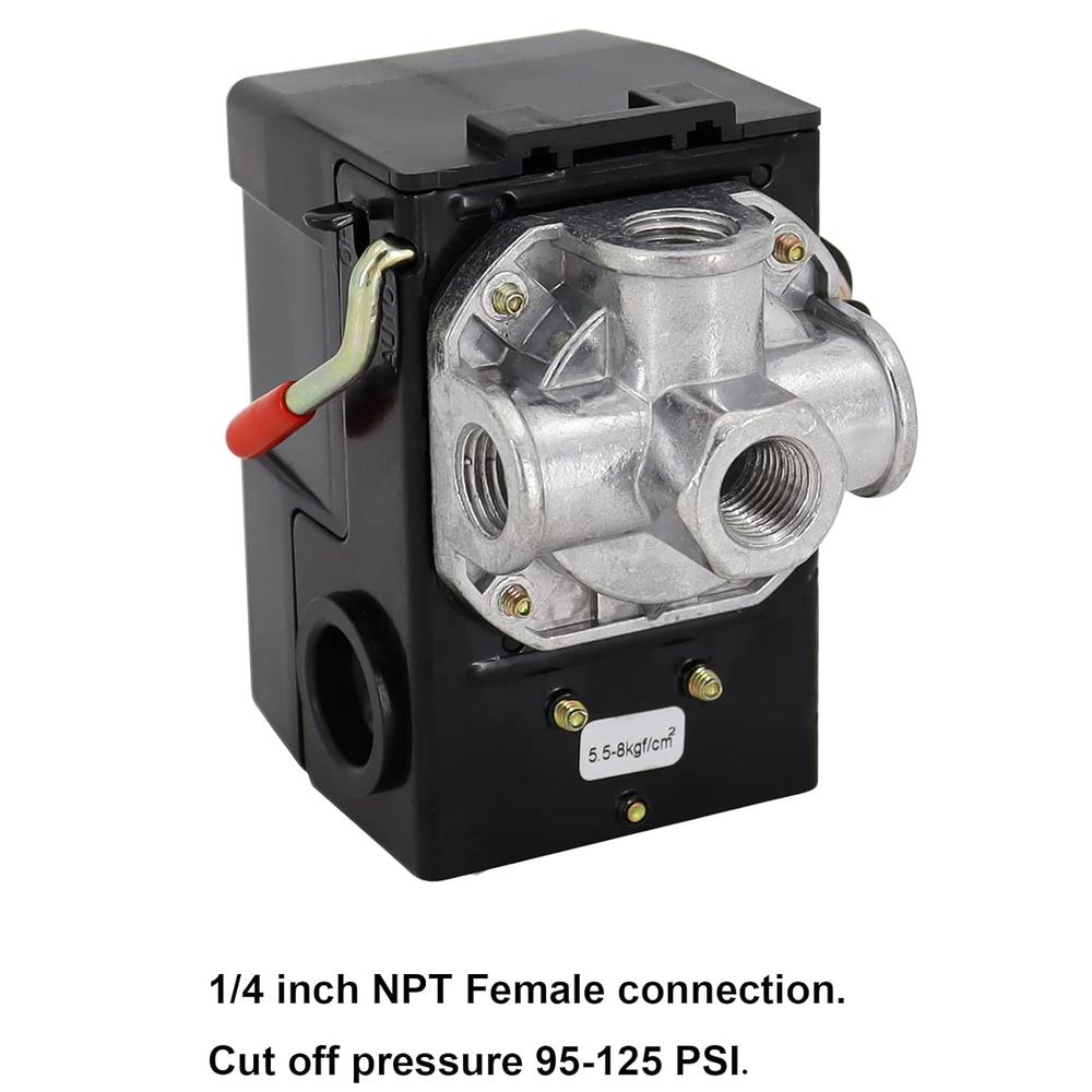Generic Air Compressor Pressure Switch 95-125 PSI Control Unloader, LF10-4H 95-125 PSI 20A 4 Port Pressure Control Switch Valve NPT 1/4