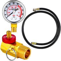 peryiter Air Tank Repair Kit Including Safety Valve, 0-200 PSI Pressure Gauge and 4 Feet Air Tank Hose Assembly Kit for Portable Carry T