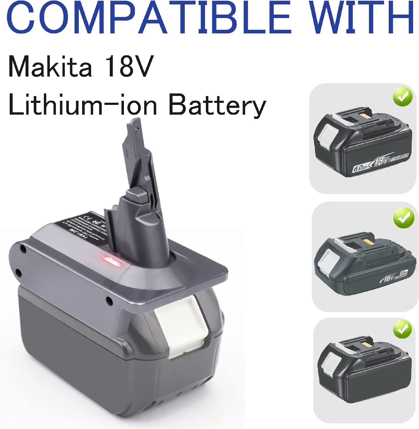 Dalset Bekend duidelijk EID iSH09-M594407mn V7 Adapter for Makita 18V Lithium-ionBattery Convert to  for Dyson V7 Tool use, for Makita 18V BL1830 BL1850 Battery Compatible