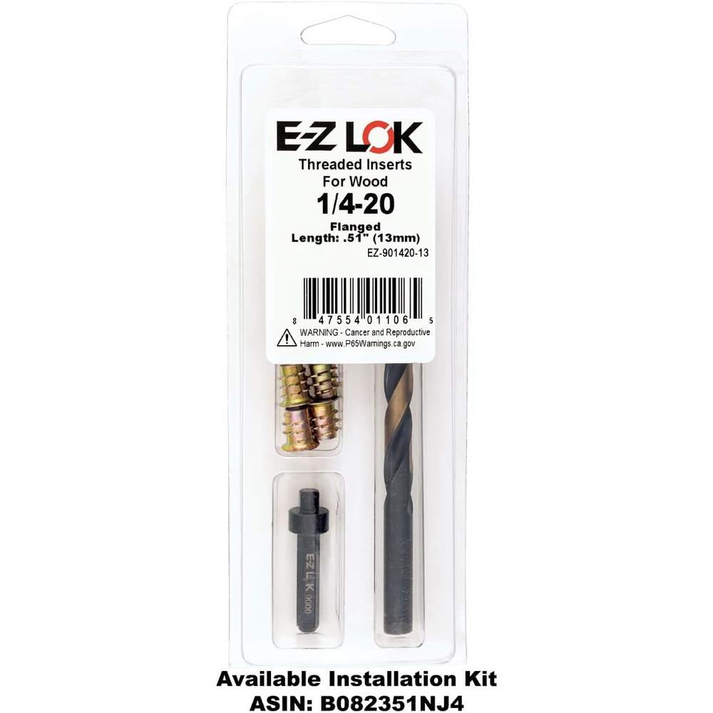 E-Z Lok - 901420-13 E-Z Lok Threaded Insert, Zinc, Hex-Flanged, 1/4"-20 Internal Threads, 13mm Length (Pack of 100)