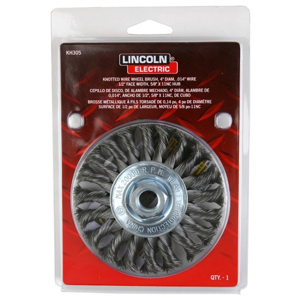 Generic Lincoln Electric KH305 Knotted Wire Wheel Brush, 20000 rpm, 4" Diameter x 1/2" Face Width, 5/8" x 11 UNC Arbor (