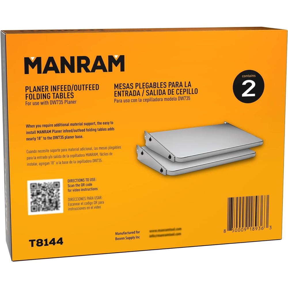 Manram Planer Folding Table for DEWALT DW735 Planer, Provides Additional 9 inch Support on Each Side of the DW735 Planer