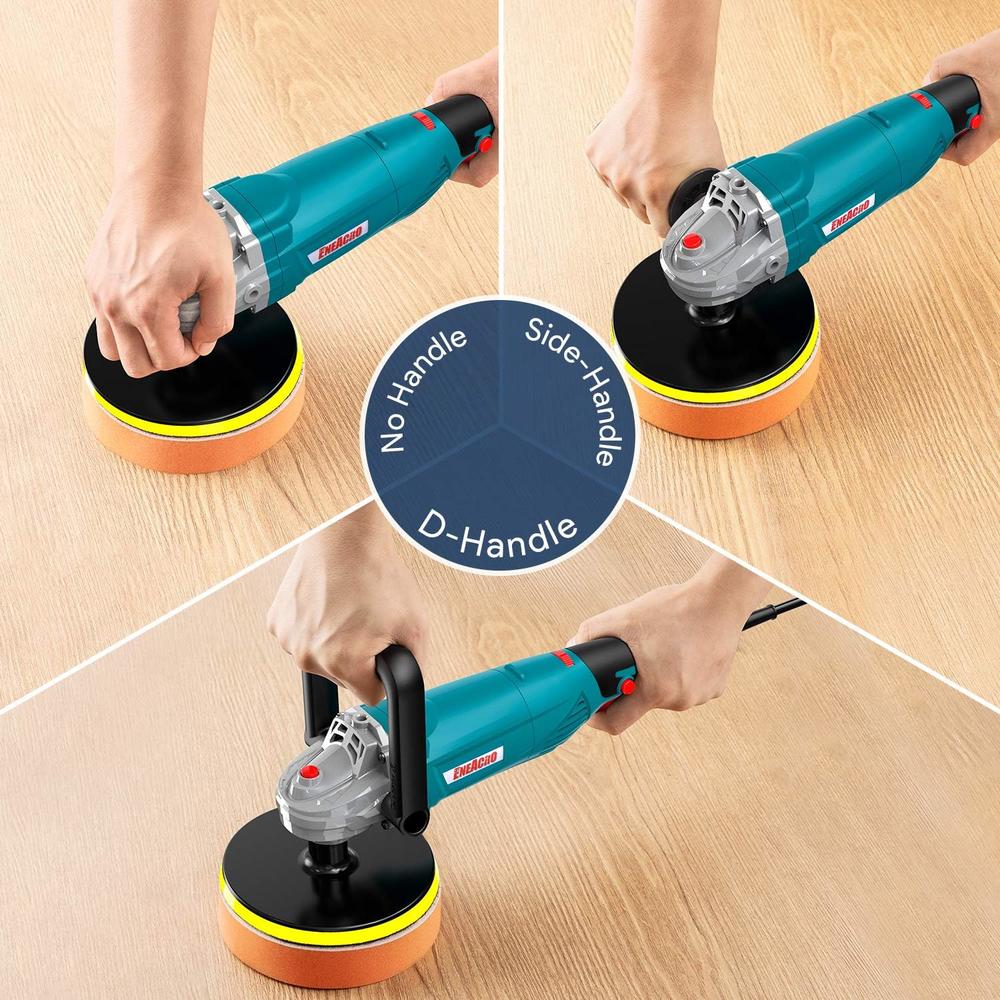 ENEACRO Polisher, Rotary Car Buffer Polisher Waxer, 1200W 7-inch/6-inch Variable Speed 1500-3500RPM, Detachable Handle Perfect for Boat