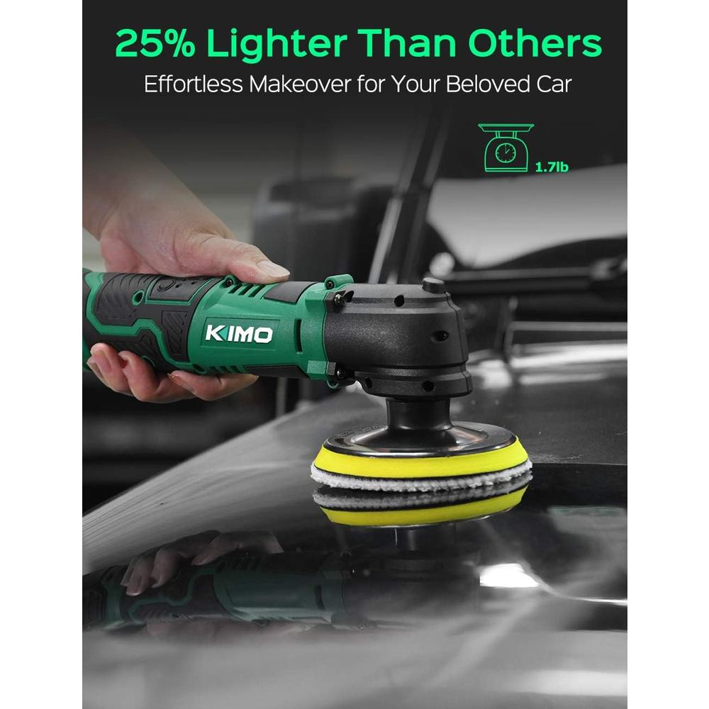 K I M O. KIMO Cordless Car Buffer Polisher Kit w/1 Hour Fast Charger, 5 Variable Speeds, 4-INCH Orbital Buffer Polisher for Car Detailin