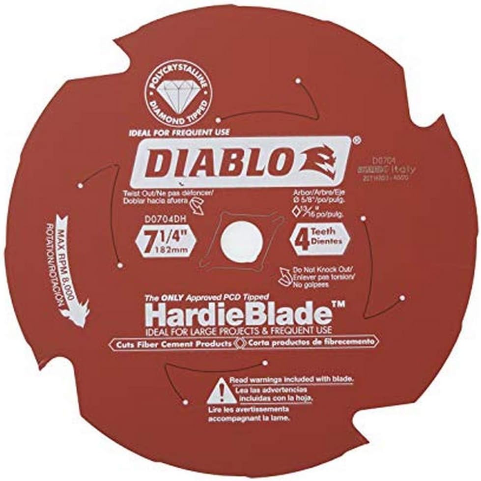 Freud Diablo  D0704DH 7-1/4"x4T PCD Tip TCG Hardie Fiber Cement Saw Bld,5/8 Arbor, Multicolor