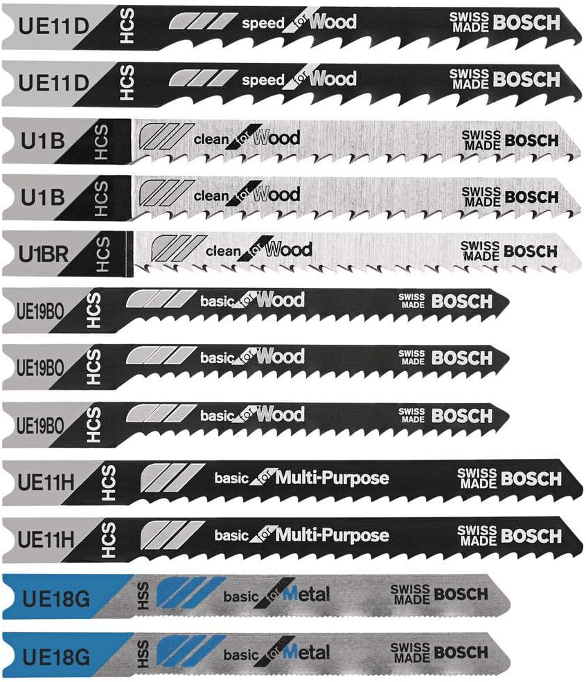BOSCH U12BC Multi-Purpose 12-Pc U-Shank Jigsaw Blade Set