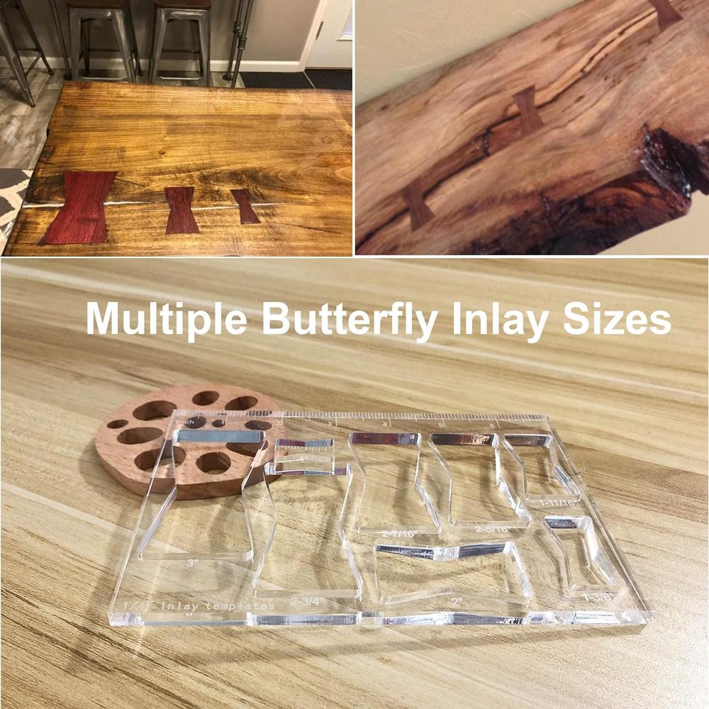 HeShun 8 in 1 Router Templates for Woodworking, Router Jig Templates,  Butterfly Key Inlay Template Decorative