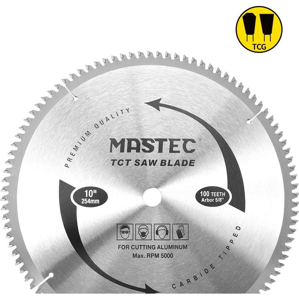 MASTEC 10-Inch 100T Carbide Tooth TCG for Aluminum Saw Blade with 5/8-Inch Arbor