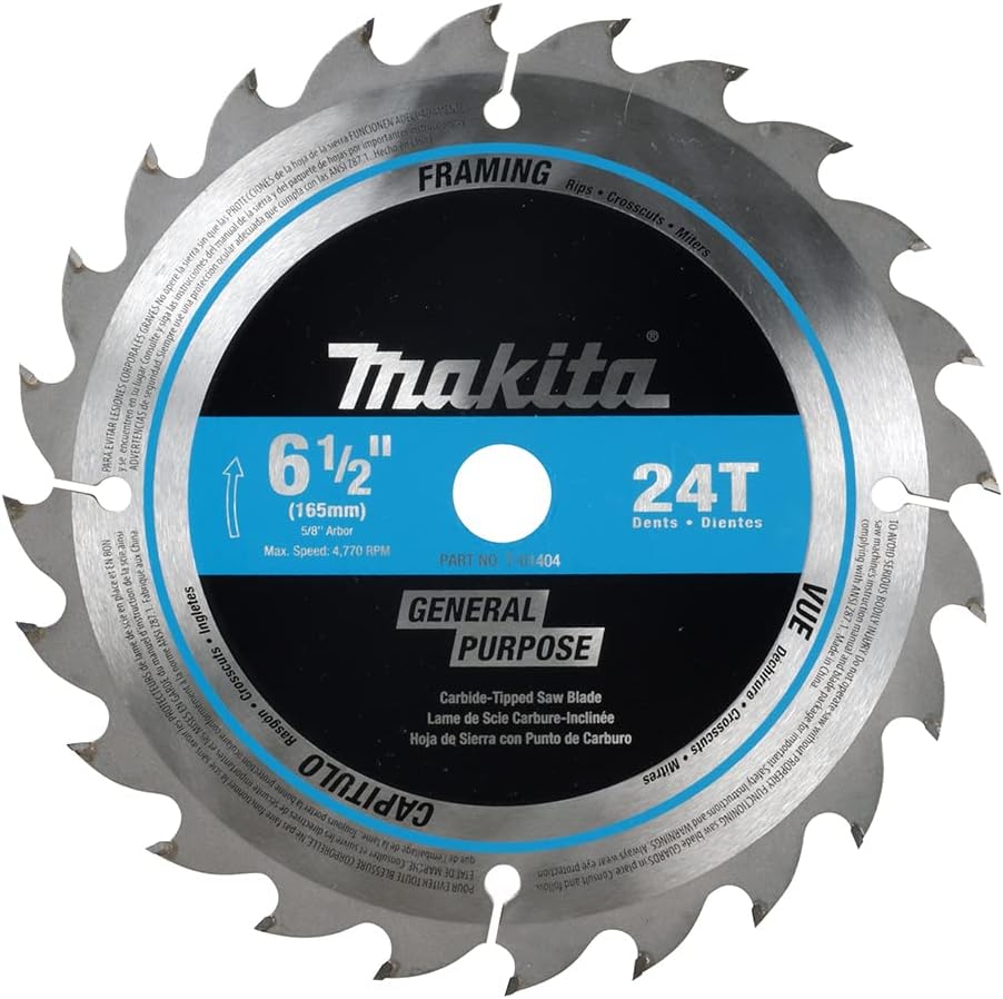Makita T-01410 6-1/2" 40T Carbide-Tipped Circular Saw Blade, Fine Crosscutting
