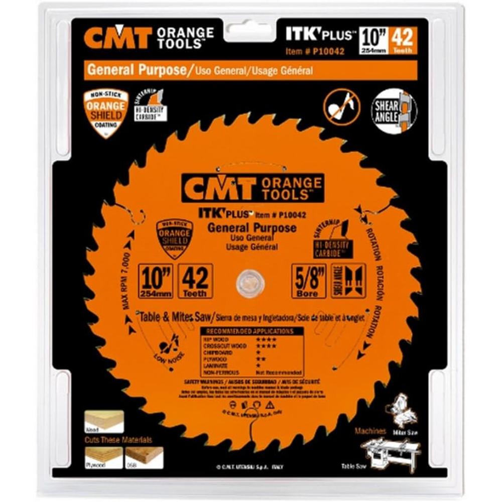 CMT P10060S ITK Plus Finish Sliding Compound Saw Blade, 10 x 60 Teeth, 10&#194;&#176; ATB+Shear with 5/8-Inch bore