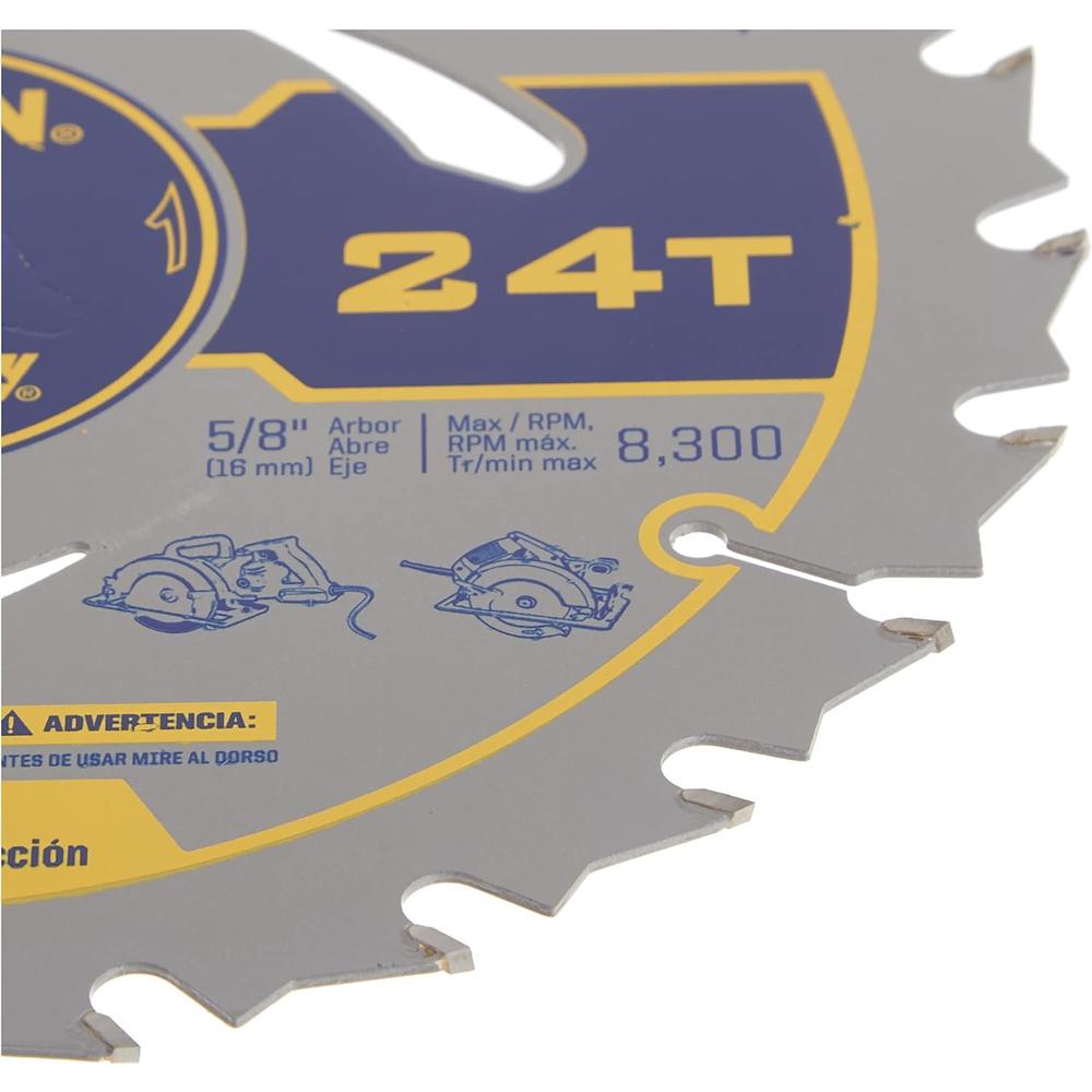 Irwin Tools MARATHON Carbide Corded Circular Saw Blade, 7 1/4-inch, 24T (24030)