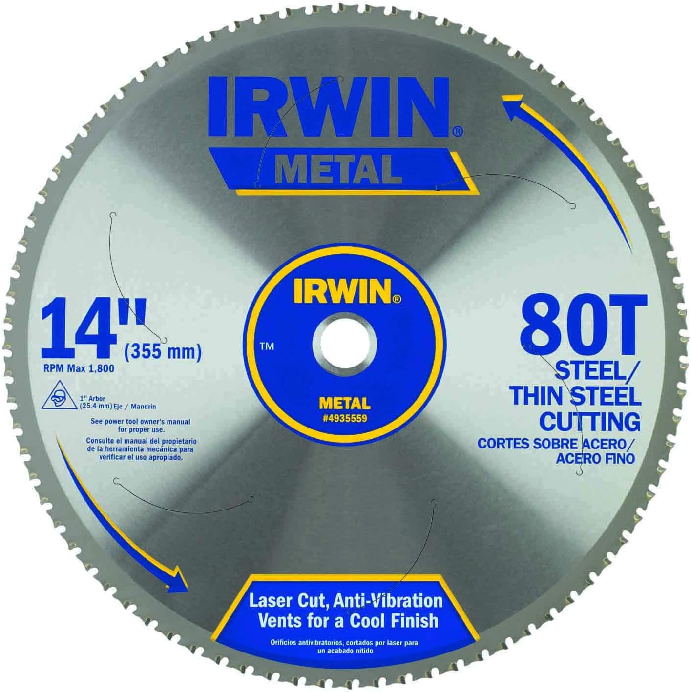 Irwin Tools IRWIN 7-1/4-Inch Metal Cutting Circular Saw Blade, 68-Tooth (4935560)