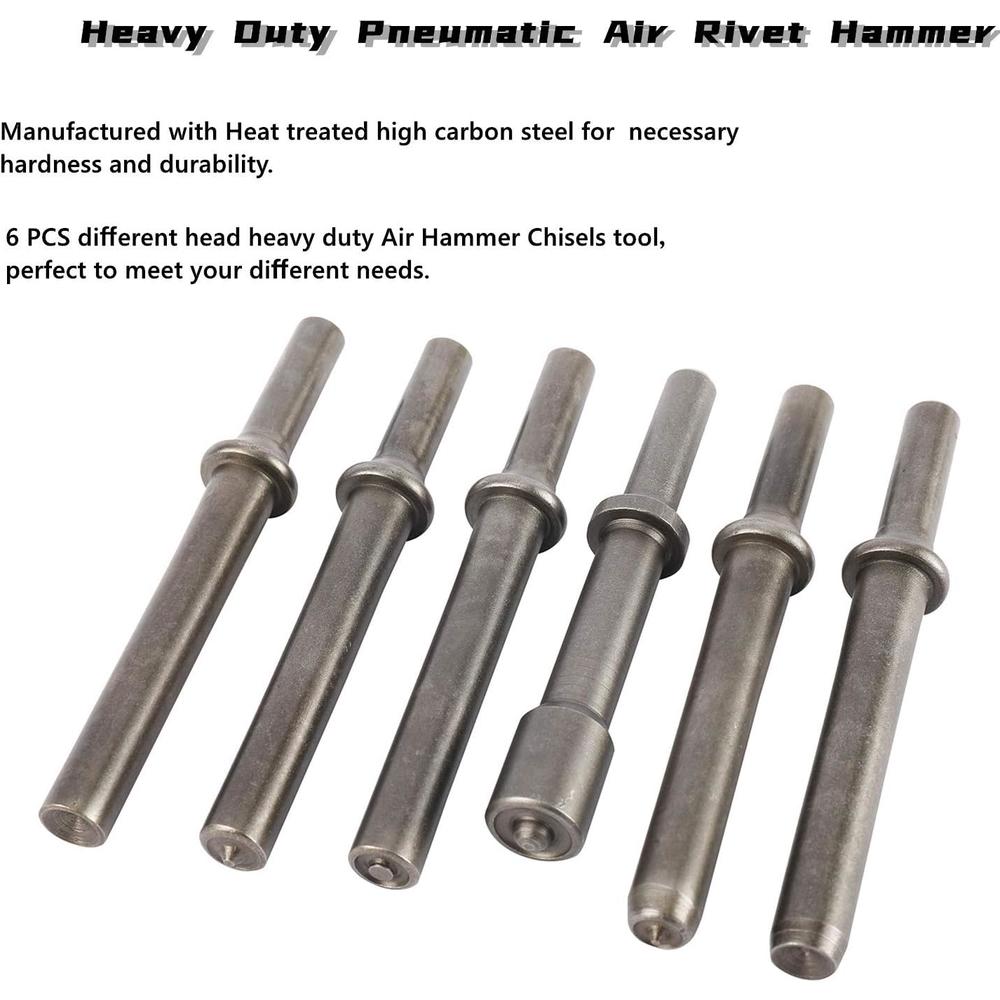 Yae First Trading Co.,Itd YaeCCC 7 Pcs Heavy Duty Smoothing Pneumatic Air Rivet Hammer Tools Steel Air Hammer Chisel Pneumatic Hammer for Hollow Solid Ha