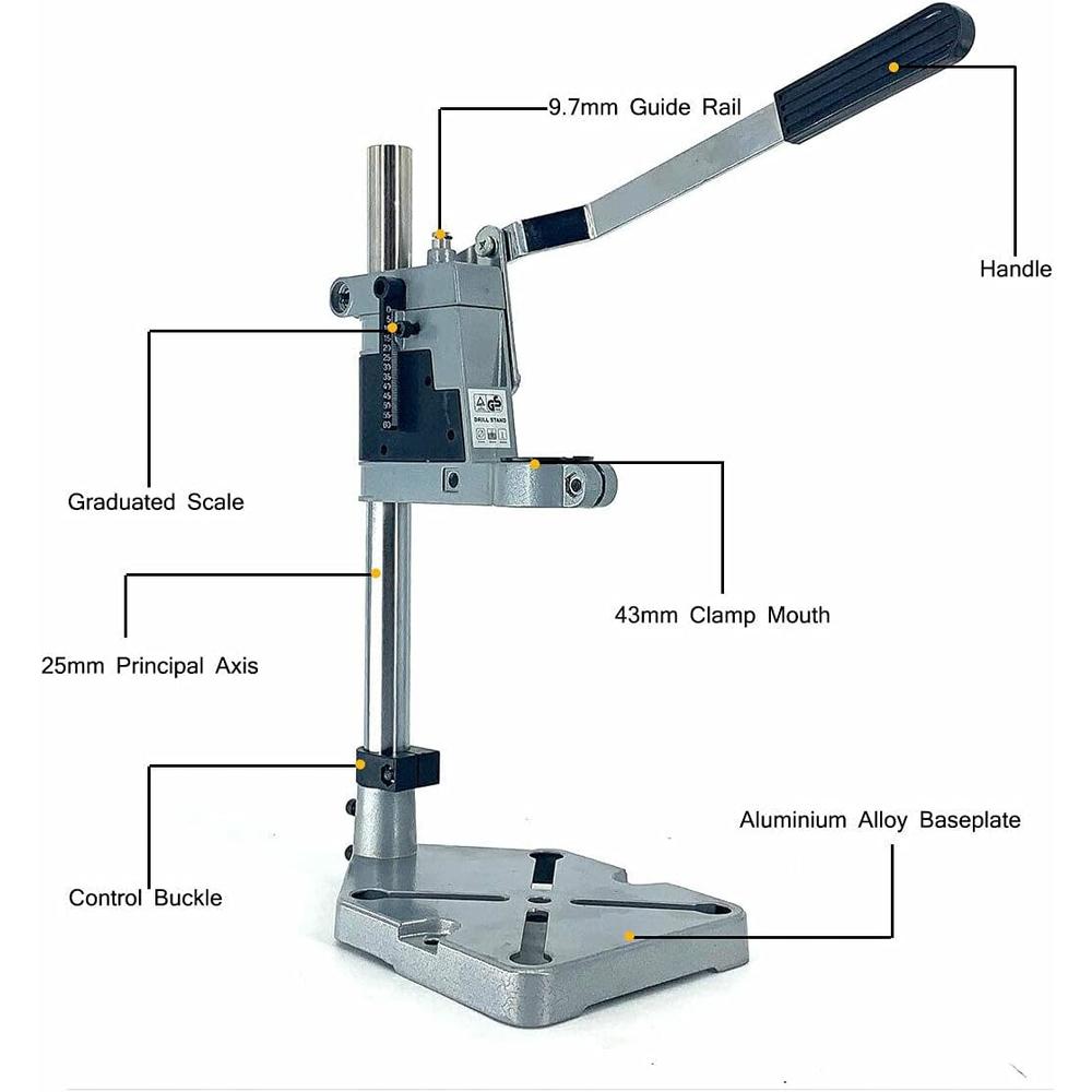 NICCOO Drill Press Stand For Hand Drill,Adjustable Universal Bench Clamp Drill Press Floor Stand Workbench Repair Tool for Drilling Co