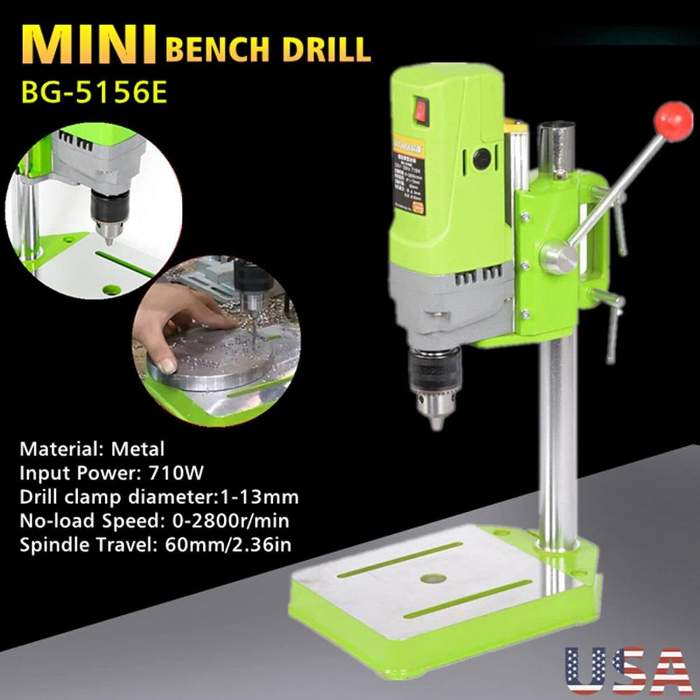 dnysysj Mini Drill Pres, 710W Bench Drill Press Portable Drill Press Stand, 0-2800r/min Benchtop Drill Machine Compact Portable Drill P