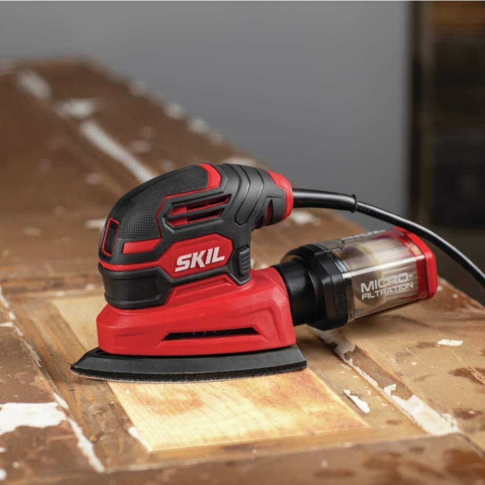 SKIL Corded Detail Sander, Includes 3pcs Sanding Paper and Dust Box - SR250801