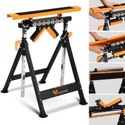 WORKESS 4 in 1 Roller Stand, Stable 440 Lbs Load Capacity with Saw Horses, V-Shaped, Multi-Directional Rollers