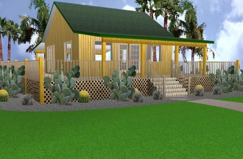 Easy Cabin Designs 24x24 Cabin w/Covered Porch Plans Package, Blueprints, Material List