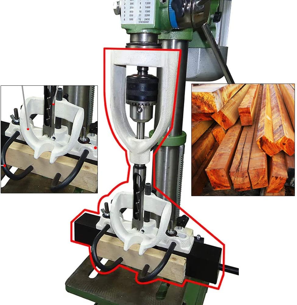 DingYiHanHan Bench Drill Locator Set for Mortiser Hole Chisel Drilling Machine Woodworking Mortise and Tenon Tools Mortising Attachment for