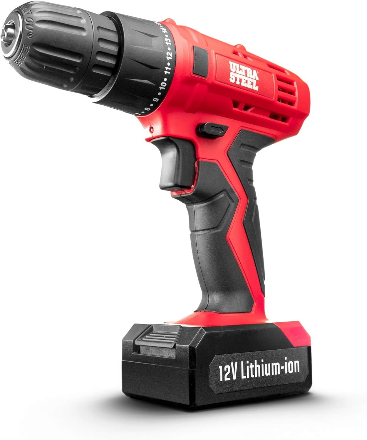Ultra Steel 12V 1.3Ah Lithium-Ion 3/8&#226;&#128;&#157; Cordless Drill Driver, 18+1 Position, LED Light, Keyless Chuck, 1-Year