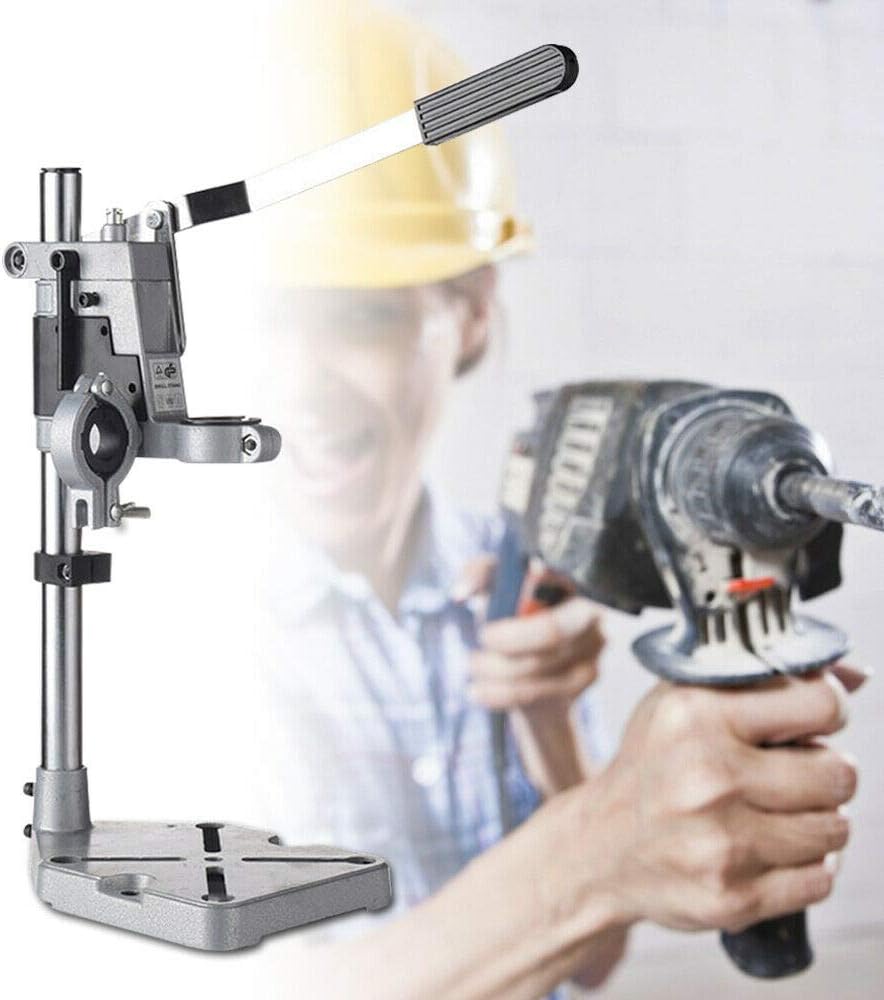 nice choose Bench Drill Press Stand, Heavy Duty Electric Adjustable Double Hole Drill Holder Clamp Bracket Drill Grinding Rack Stand Hanger