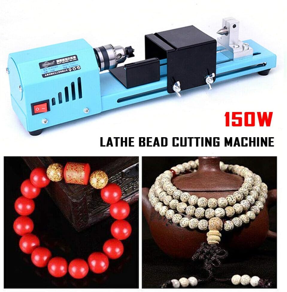 BJTDLLX Mini Lathe Beads Polisher Machine, 150W 4000-7000RPM Mini Lathe Drill Adjustable 7 Level Speeds Mini Lathe Bead Grinding Machin