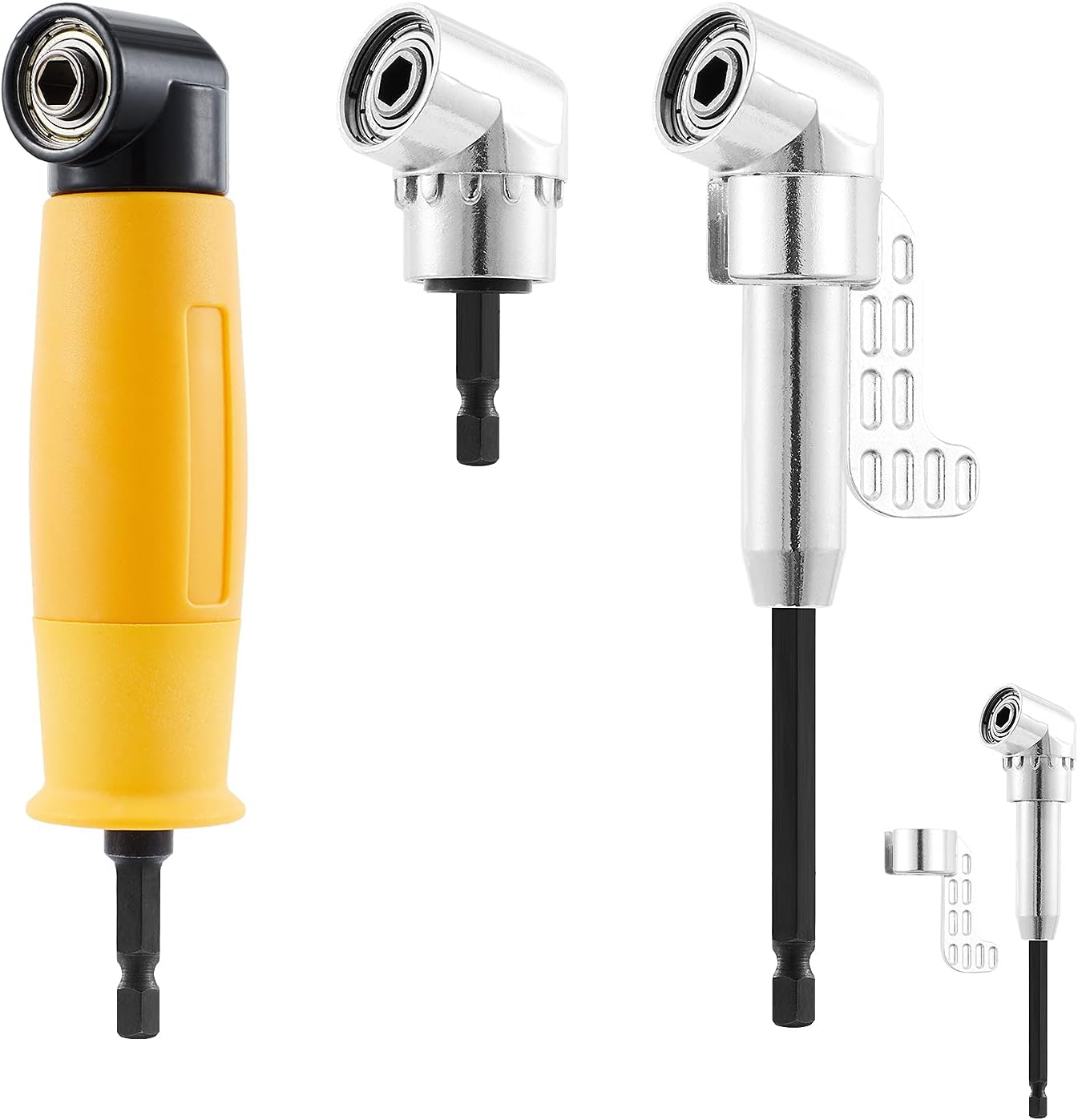 ZOTOP 90/105 Degree Right Angle Drill, 3 PCS Angle Extension Power Drill Attachment with 1/4'' Hex Impact Shank, Flexible Shaft Adapt