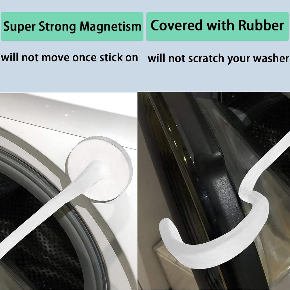 Awoke Front Load Washer Door Prop, Magnetic Washing Machine Door Holder, Flexible Prop Fits Most Washing Machines (White)